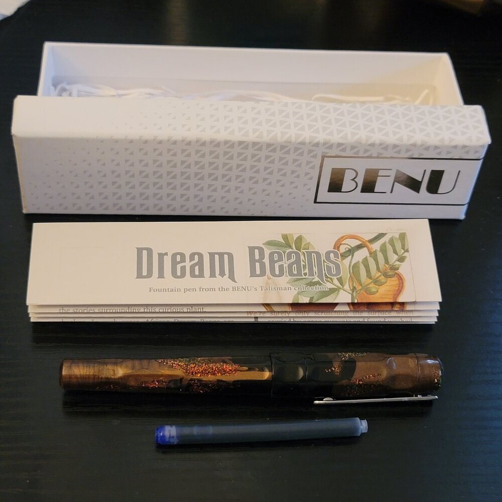 BENU Talisman Dream Bean Fountain Pen (used 4-5x) - Medium stainless steel nib